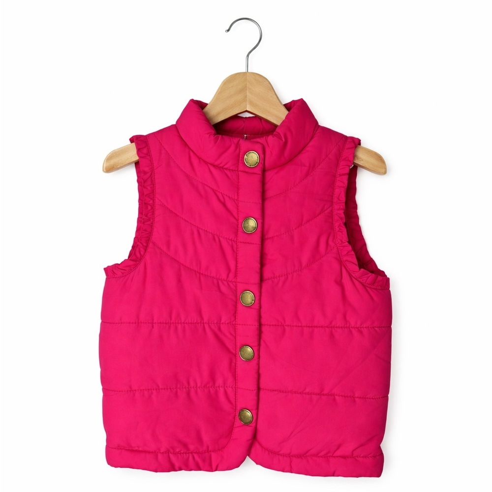Genuine Kids Hot Pink Puffer Vest. Excellent Condition. Size 3. Ruffle Detail.